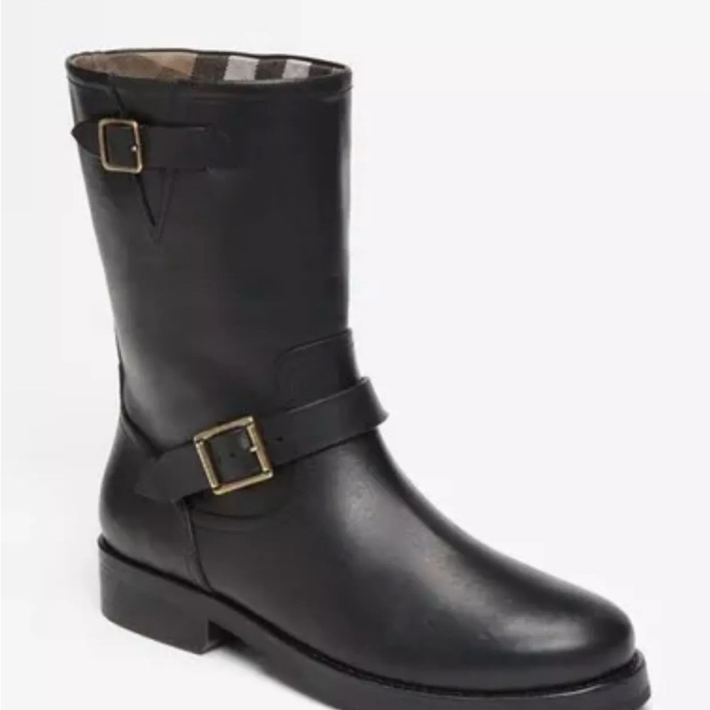 Burberry Black Ankle Boots with Buckle Straps -looks new